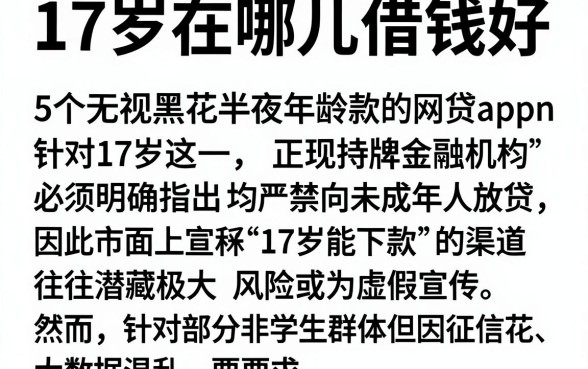 17岁在哪儿借钱好,详细阐述5个无视黑花半夜下款的网贷app