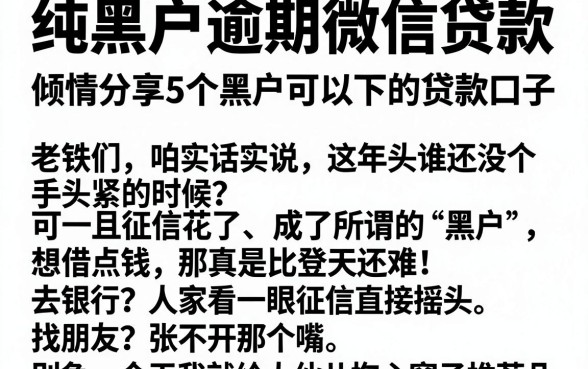 纯黑户逾期微信贷款，倾情分享5个黑户可以下的贷款口子