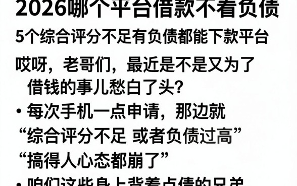 2026哪个平台借款不看负债，详尽说明5个综合评分不足有负债都能下款平台