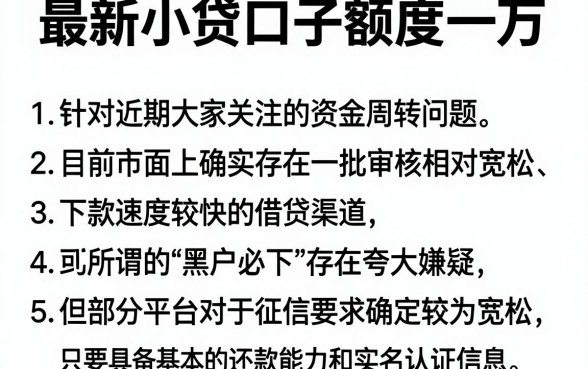 最新小贷口子额度一万，罗列5个苏州黑户贷款5万的app