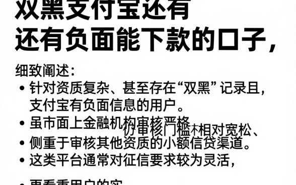 双黑支付宝还有负面能下款的口子，细致阐述5个黑户下款平台