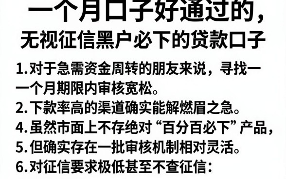一个月口子好通过的，归纳5个无视征信黑户必下的贷款口子
