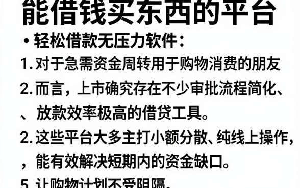 能借钱买东西的平台，详细阐述五个轻松借款无压力软件