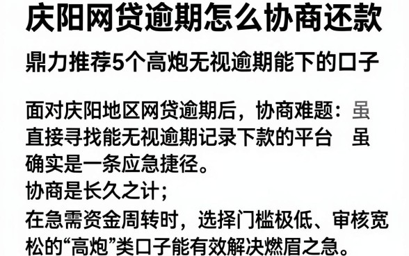 庆阳网贷逾期怎么协商还款，鼎力推荐5个高炮无视逾期能下的口子