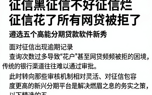 征信黑征信不好征信烂征信花了所有网贷被拒了,遴选五个高能分期贷款软件新秀