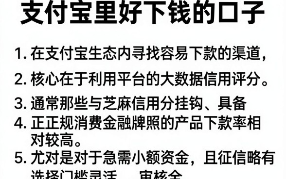 支付宝里好下钱的口子，条列5个借款好下款的app