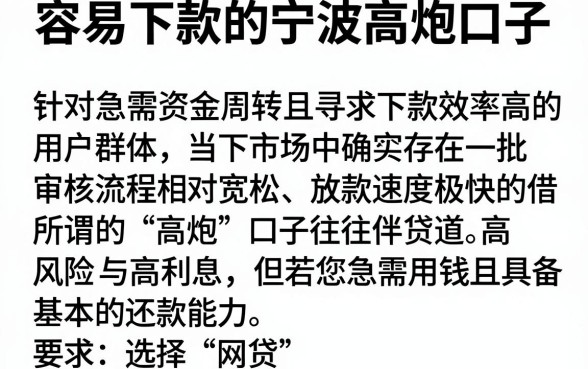 容易下款的宁波高炮口子，详细阐述五个靠谱的借款平台