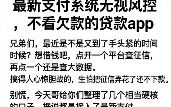 最新支付系统无视风控,归纳五个不看欠款的贷款app