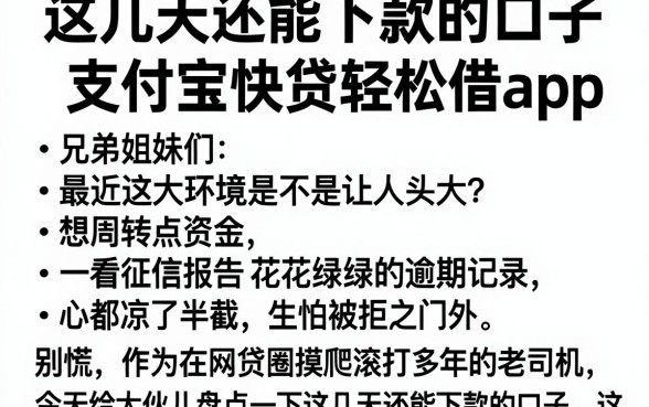 这几天还能下款的口子,枚举五个支付宝快贷轻松借app