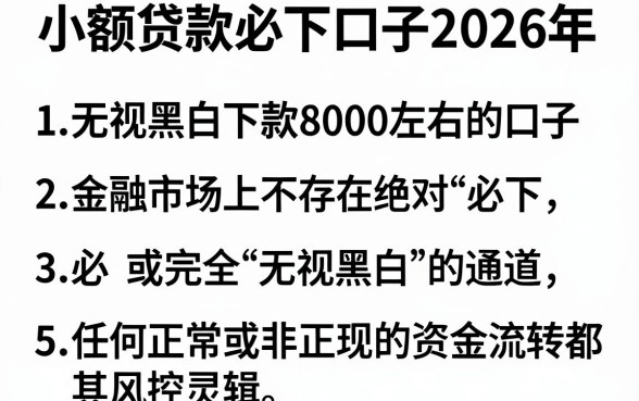 小额贷款必下口子2026年，胪列5个无视黑白下款8000左右的口子