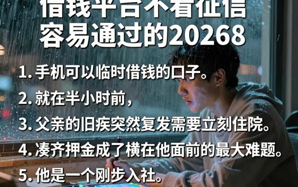 借钱平台不看征信容易通过的20268,条列五个手机可以临时借钱的口子