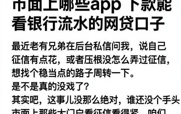 市面上哪些app下款能顺利贷款，细致阐述五个看银行流水的网贷口子