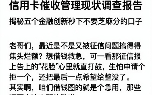信用卡催收管理现状调查报告,揭秘五个金融创新秒下不要芝麻分的口子