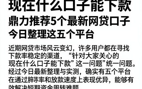 现在什么口子能下款，鼎力推荐5个最新网贷口子今日整理这五个平台
