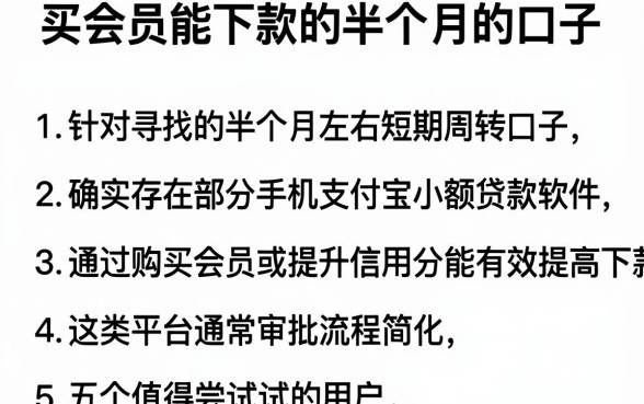 买会员能下款的半个月的口子，归纳五个手机支付宝小额贷款的软件