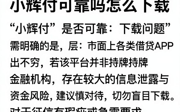 小辉付可靠吗怎么下载,详尽说明五个黑户无条件下款的平台
