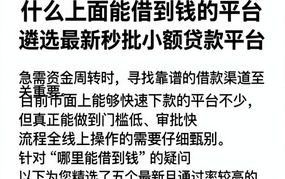 什么上面能借到钱的平台，遴选五个最新秒批小额贷款平台
