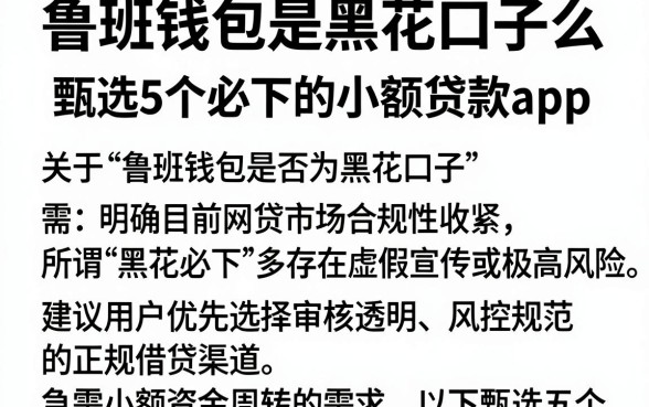 鲁班钱包是黑花口子么,甄选5个必下的小额贷款app