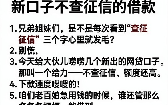 新口子不查征信的借款,条列5个不上征信报告的贷款app