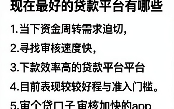 现在最好的贷款平台有哪些,细致阐述五个审贷口子审核加快的app