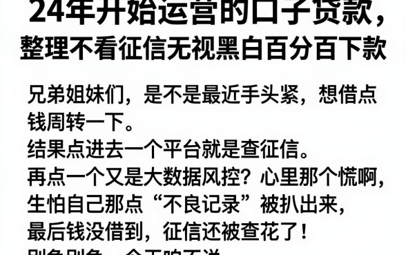 24年开始运营的口子贷款，整理五个不看征信无视黑白百分百下款