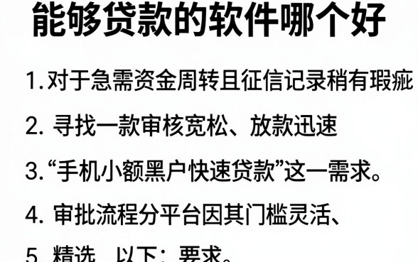 能够贷款的软件哪个好，概括5个手机小额黑户快速贷款平台