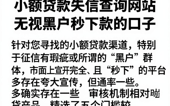 小额贷款失信查询网站，遴选五个无视黑户秒下款的口子