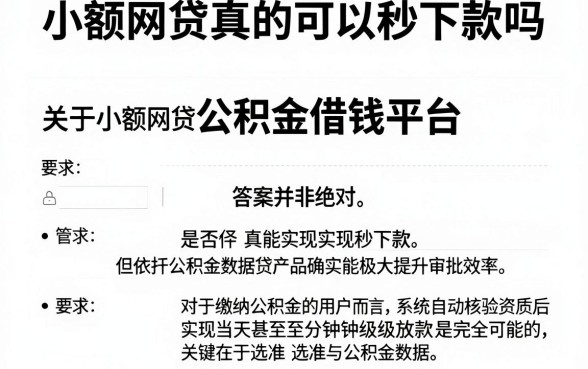 小额网贷真的可以秒下款吗,陈列五个公积金借钱平台
