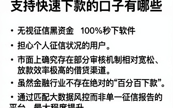支持快速下款的口子有哪些,详尽说明五个无视征信黑白100%秒下软件