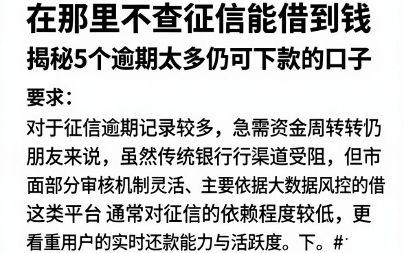 在那里不查征信能借到钱，揭秘5个逾期太多仍可下款的口子