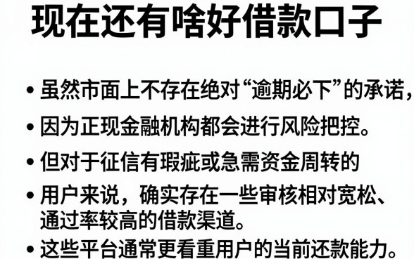 现在还有啥好借款口子，条列5个逾期必下款的app