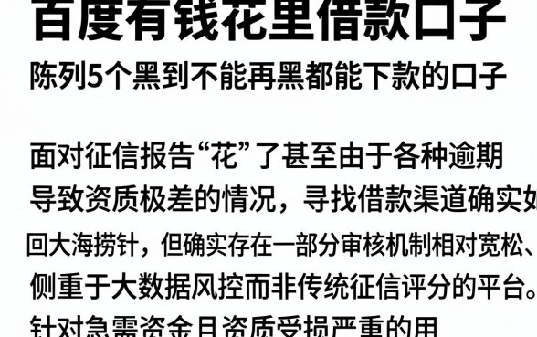 百度有钱花里借款口子，陈列5个黑到不能再黑都能下款的口子