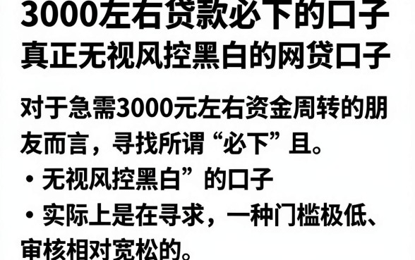 3000左右贷款必下的口子，整合五个真正无视风控黑白的网贷口子