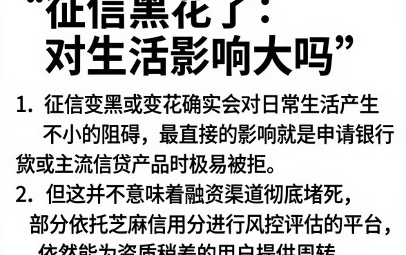 征信黑花了对生活影响大吗，概括5个芝麻信用可以借钱的口子