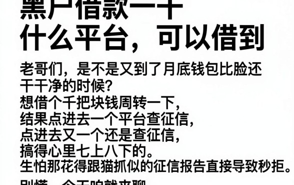 黑户借款一千什么平台可以借到,整合五个黑征信也能贷款的网贷口子