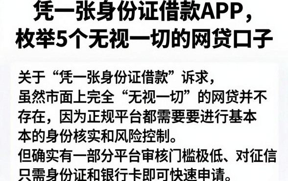 凭一张身份证借款APP，枚举5个无视一切的网贷口子