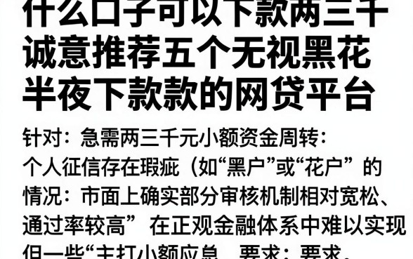什么口子可以下款两三千,诚意推荐五个无视黑花半夜下款的网贷平台