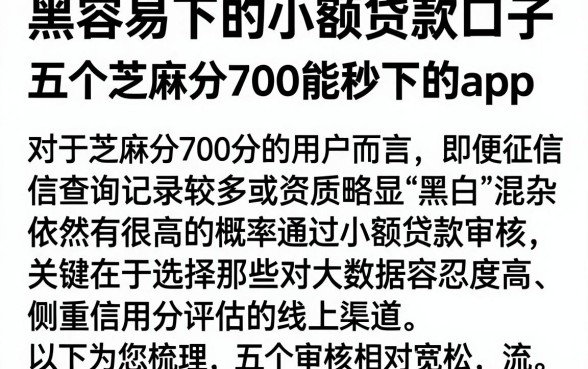 黑白容易下的小额贷款口子，详尽说明五个芝麻分700能秒下的app