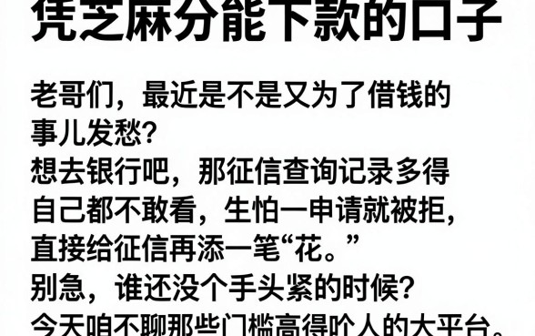 凭芝麻分能下款的口子,详细阐述5个手机可以临时借钱的软件