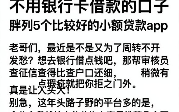不用银行卡借款的口子，胪列5个比较好的小额贷款app