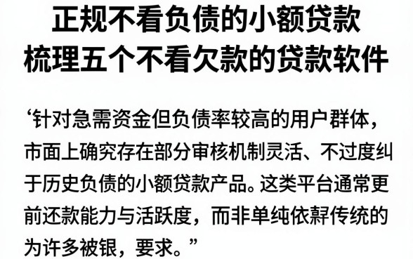 正规不看负债的小额贷款,梳理五个不看欠款的贷款软件