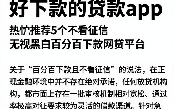 好下款的贷款app，热忱推荐5个不看征信无视黑白百分百下款网贷平台