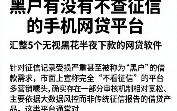 黑户有没有不查征信的手机网贷平台，汇整5个无视黑花半夜下款的网贷软件