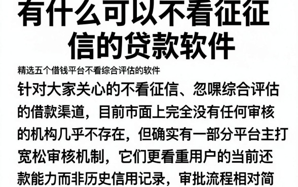 有什么可以不看征信的贷款软件,精选五个借钱平台不看综合评估的软件