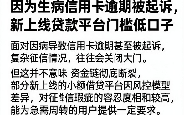 因为生病信用卡逾期被起诉,筛选五个新上线贷款平台门槛低口子