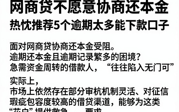 网商贷不愿意协商还本金，热忱推荐5个逾期太多能下款口子