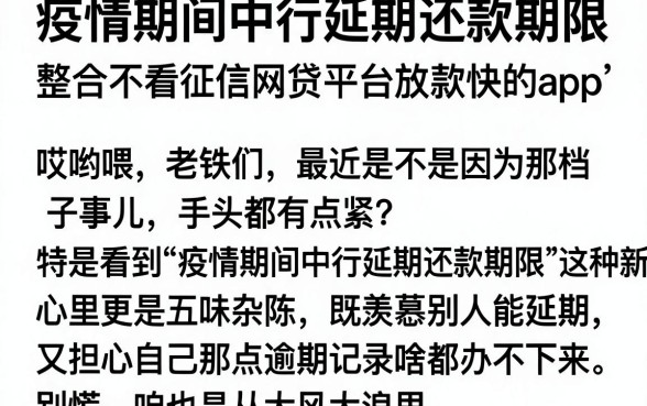 疫情期间中行延期还款期限,整合五个不看征信网贷平台放款快的app