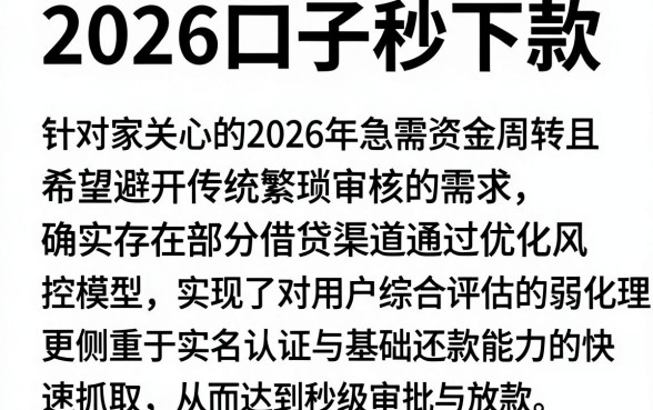 2026口子秒下款,概括5个借钱平台不看综合评估的平台