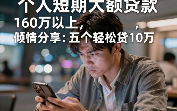 个人短期大额贷款 160万以上,倾情分享五个轻松贷10万的软件