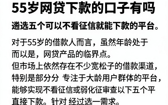 55岁网贷下款的口子有吗,遴选五个可以不看征信就能下款的平台